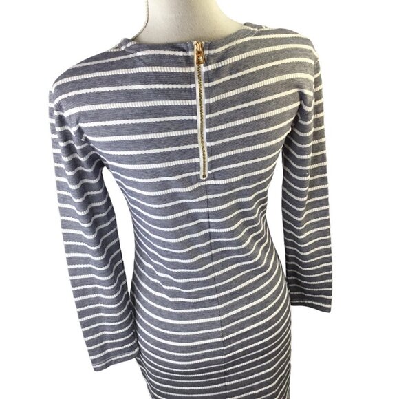 Sail to Sable STS Dress Blue White Striped Size XS 3/4 Sleeve Zipper Textured - Picture 5 of 10